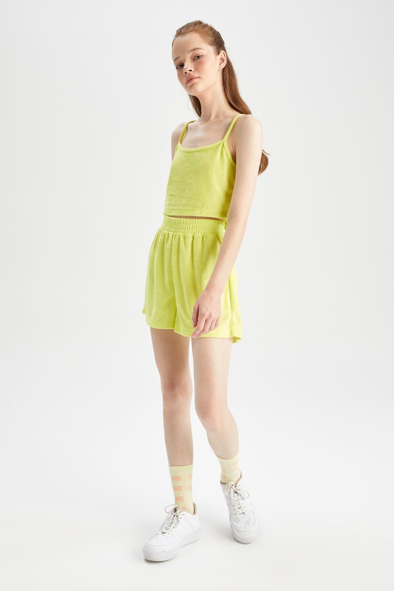 Woman Regular Fit Knitted Short-Lemon