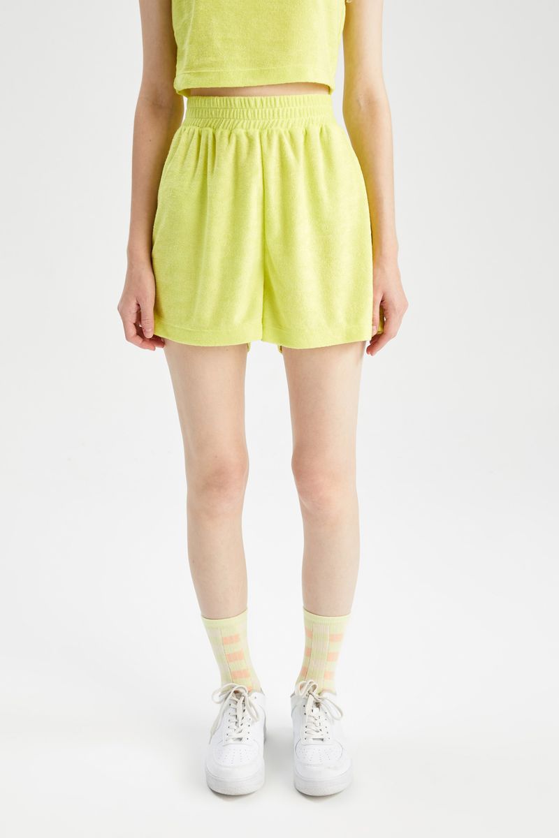 Woman Regular Fit Knitted Short-Lemon