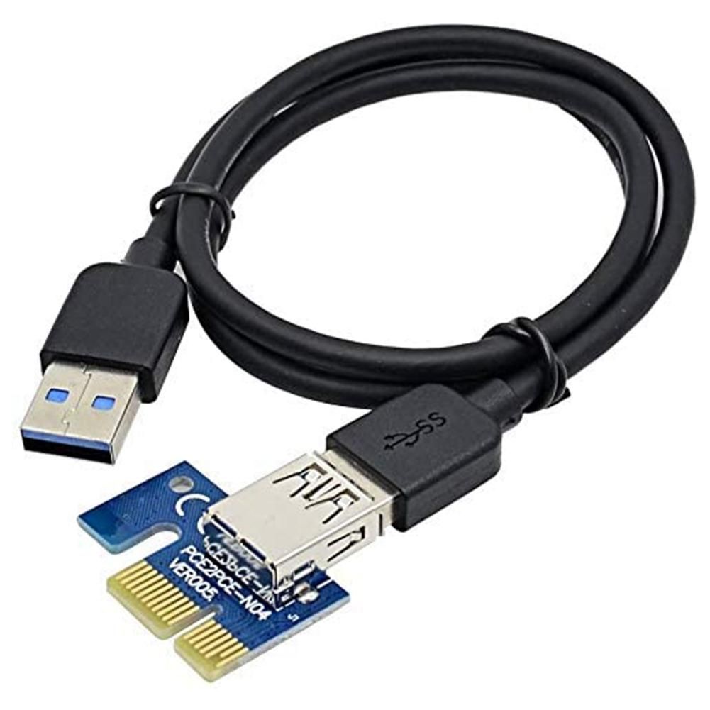 PCIe Dual Chip PCI-E 16X to 1X Powered Riser Adapter Card with USB 3.0 Extension Cable & 6 Pin PCI-E to SATA Power Cable