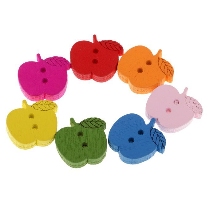 100 Pieces Assorted Colors Wood Buttons Cute 2 Hole Buttons 0.66 X 0