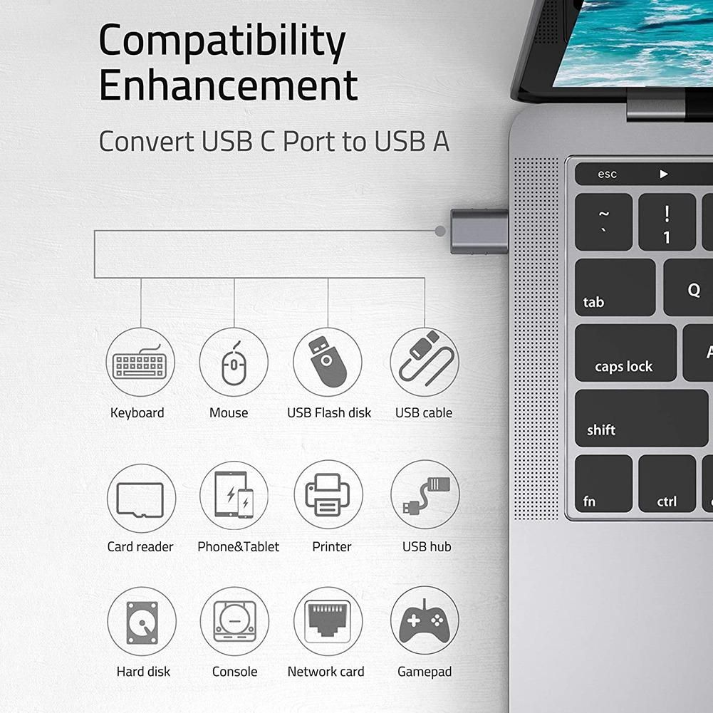 2 Pack USB C to USB Adapter, Syntech USB-C Male to USB 3.0 Female Adapter Compatible with for MacBook Pro After 2016