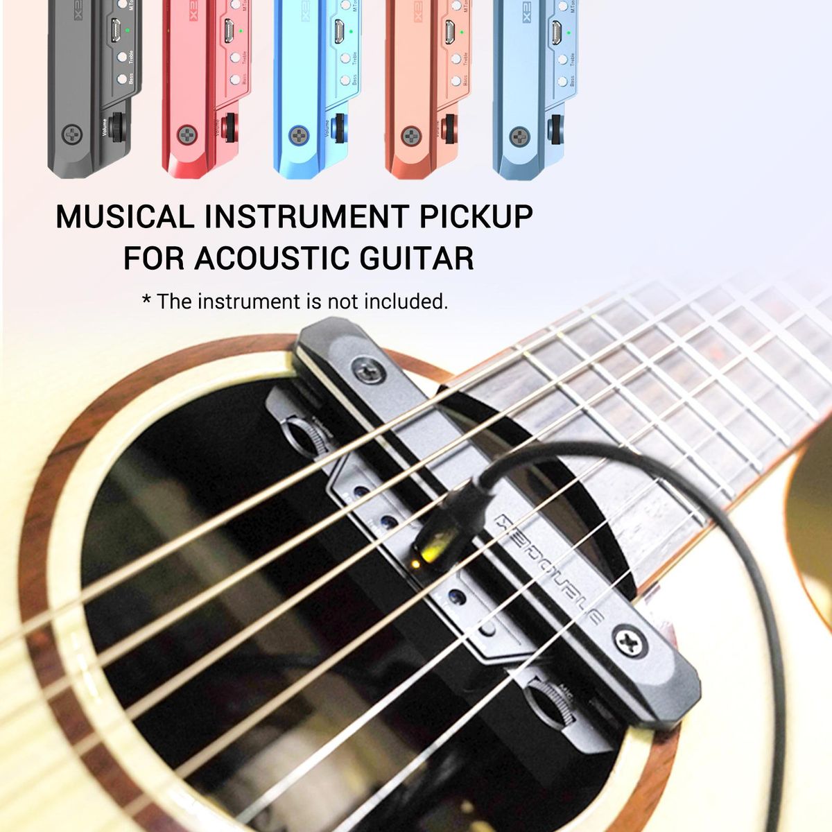 DOUBLE X0 Guitar Pickup Preamp Soundhole Pickup with Volume & Tone Control Musical Instrument Accessories for Acoustic Guitar