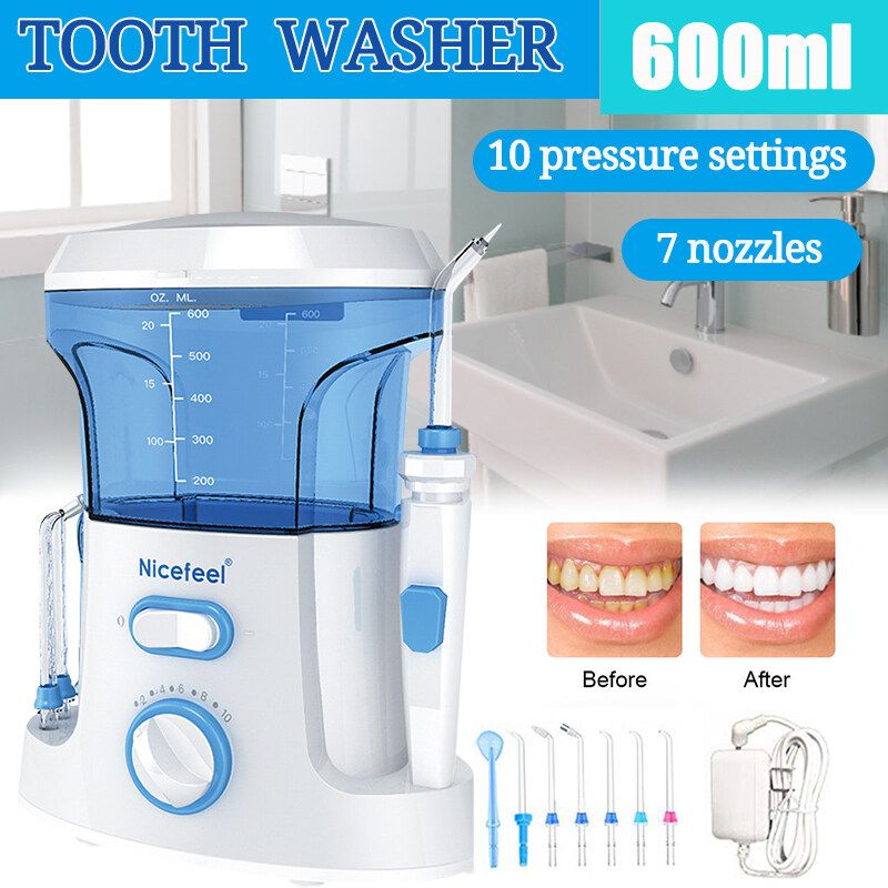 FC168 Electric Dental Floss 125psi Tooth Cleaner Household Teeth Washer Desktop Water Jet Pick Flosser Oral Irrigator Electric Teeth Cleaner Dental With 7 Tips - 600ml