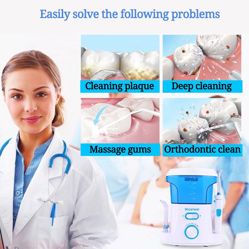 FC168 Electric Dental Floss 125psi Tooth Cleaner Household Teeth Washer Desktop Water Jet Pick Flosser Oral Irrigator Electric Teeth Cleaner Dental With 7 Tips - 600ml