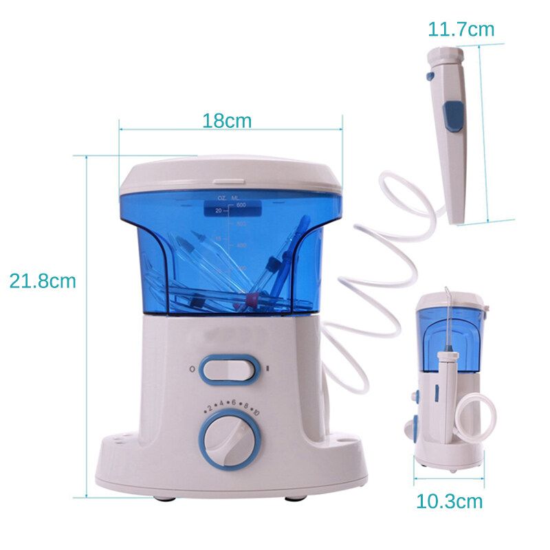FC168 Electric Dental Floss 125psi Tooth Cleaner Household Teeth Washer Desktop Water Jet Pick Flosser Oral Irrigator Electric Teeth Cleaner Dental With 7 Tips - 600ml