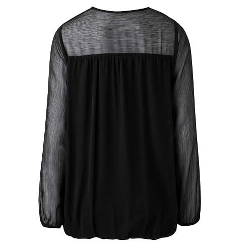 Split Sleeve Bubble Hem Top - Plus Size - Black