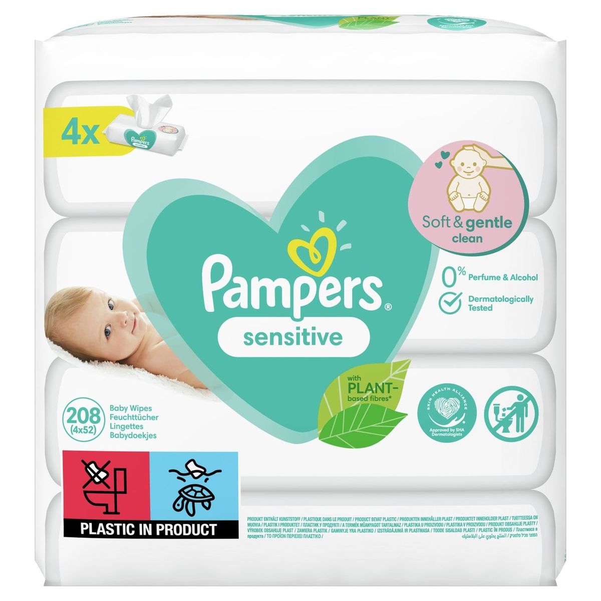Sensitive Baby Wipes, (208-Piece)