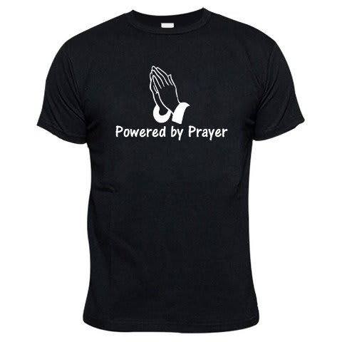 Powered By Prayer Print Tshirt - Black
