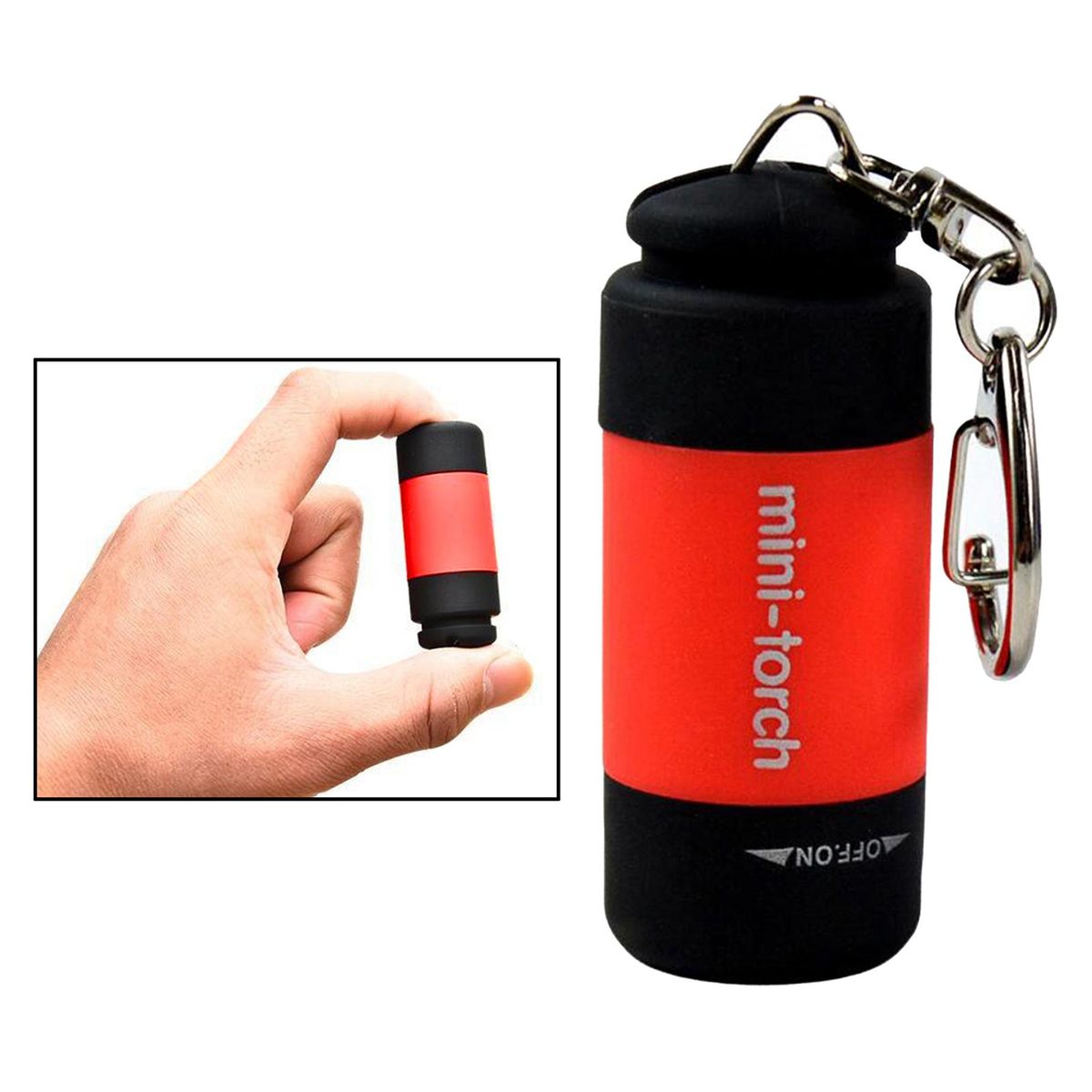 Small LED Light USB Rechargeable Flashlight Lamp Keychain Pocket Red