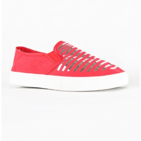 Ladies Striped Sneakers - Red