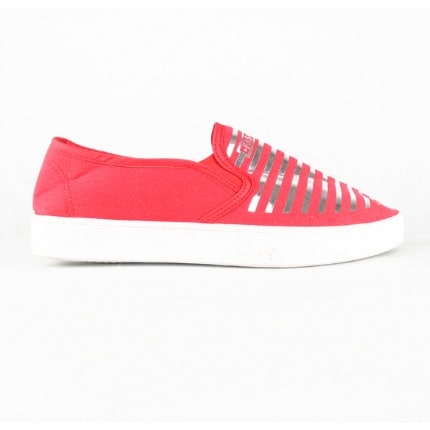 Ladies Striped Sneakers - Red