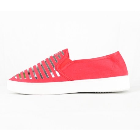 Ladies Striped Sneakers - Red
