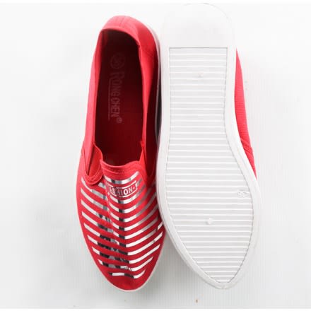 Ladies Striped Sneakers - Red