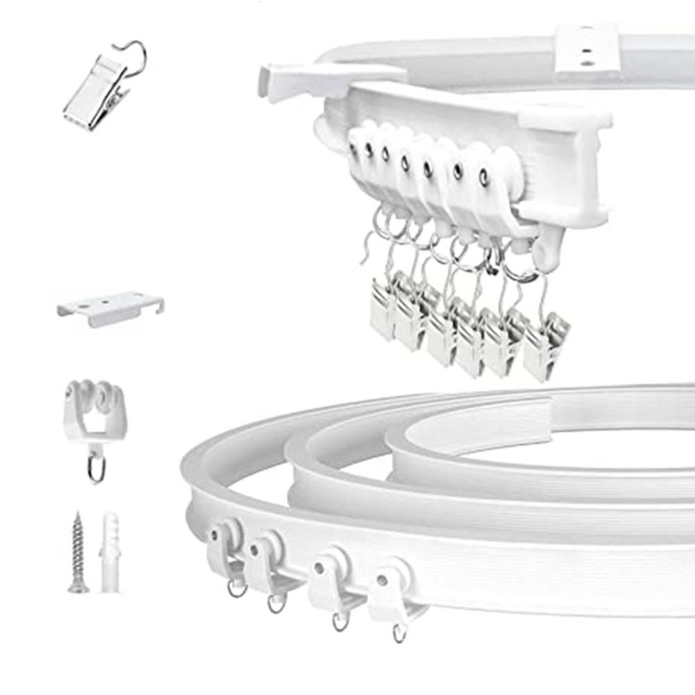 5M Track Rod Rail Plastic Flexible Ceiling Mounted Curved Straight Slide Windows Bendable Accessories Kit Home Decor
