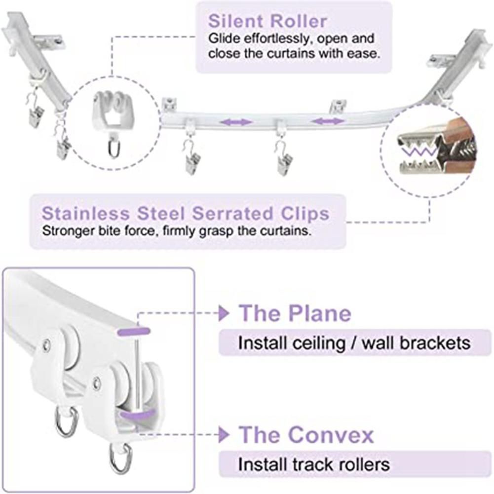 5M Track Rod Rail Plastic Flexible Ceiling Mounted Curved Straight Slide Windows Bendable Accessories Kit Home Decor