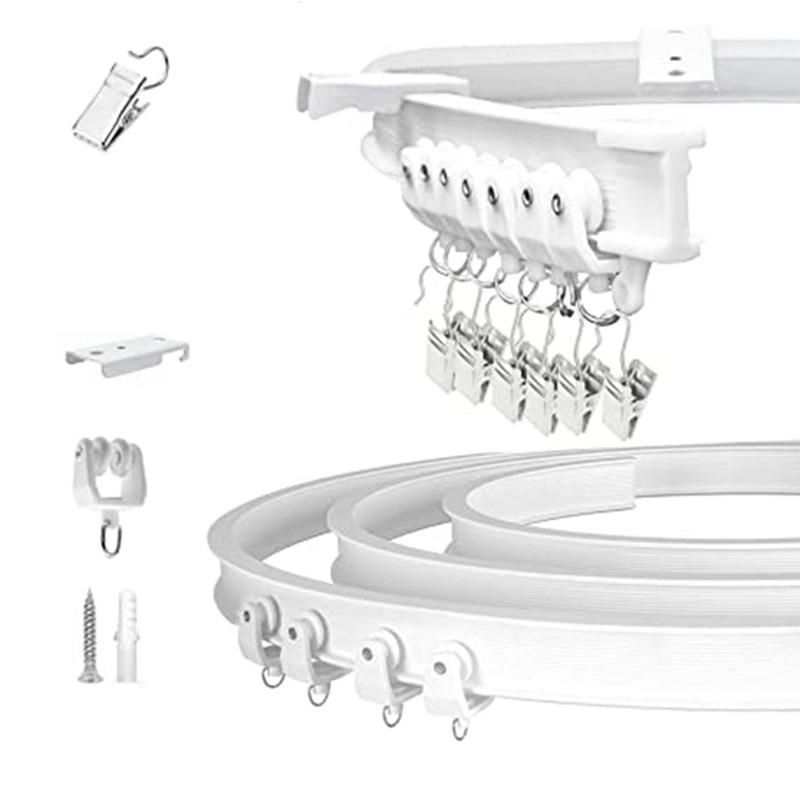 5M Track Rod Rail Plastic Flexible Ceiling Mounted Curved Straight Slide Windows Bendable Accessories Kit Home Decor