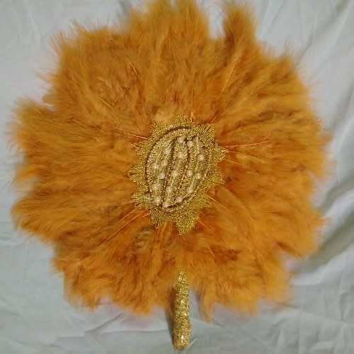 Alexie's Majestique All Gold Feathers Bridal Hand-fan