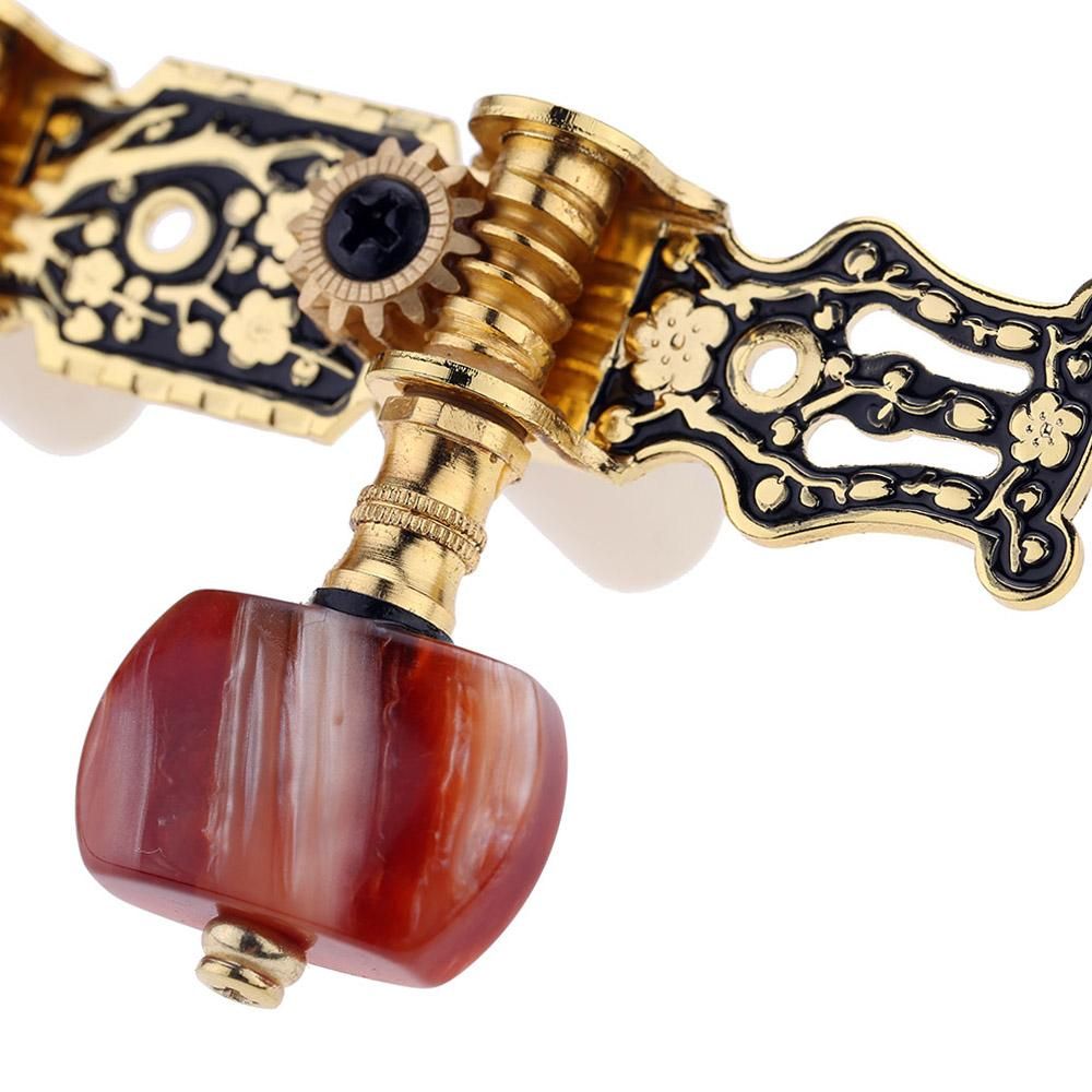 Alice AO-020HV2P 2pcs(Left + Right) Classical Guitar Tuning Key Gold /Black Plated Peg Tuner Machine Head(long) String Tuner