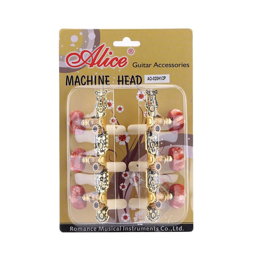 Alice AO-020HV2P 2pcs(Left + Right) Classical Guitar Tuning Key Gold /Black Plated Peg Tuner Machine Head(long) String Tuner