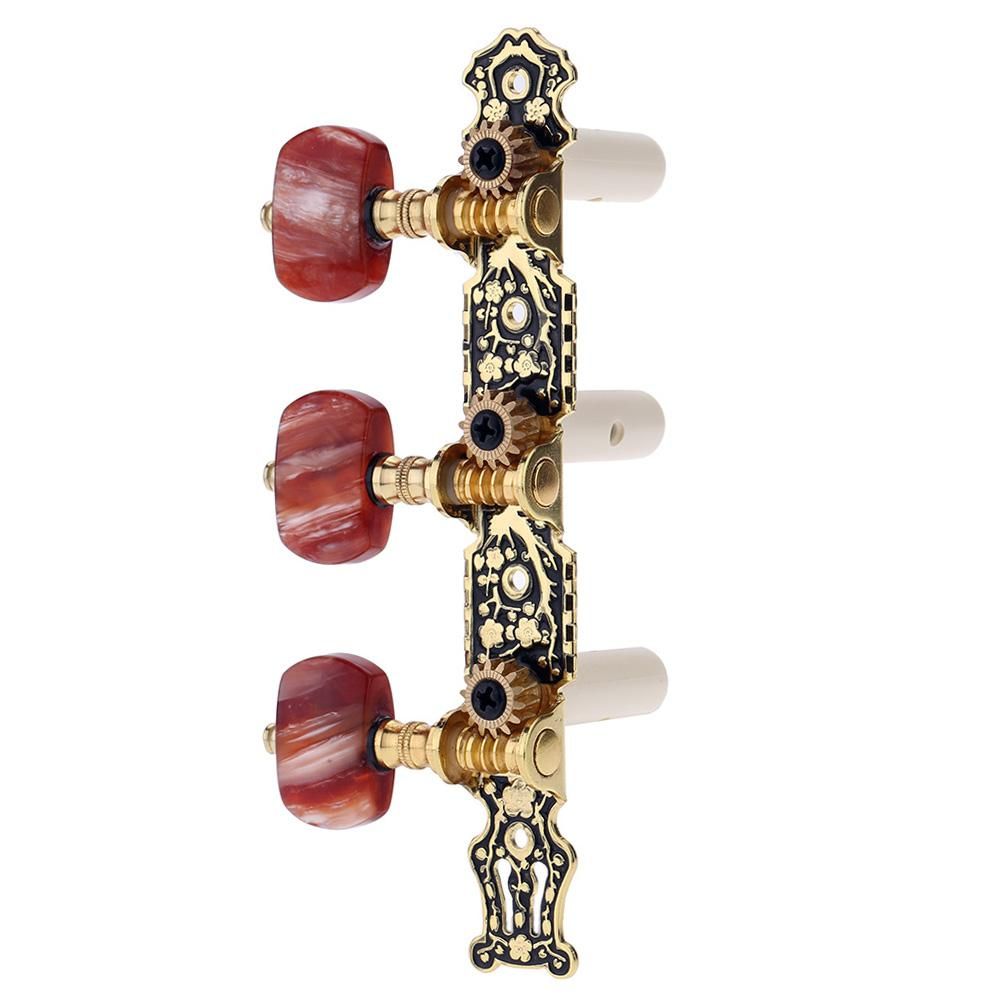Alice AO-020HV2P 2pcs(Left + Right) Classical Guitar Tuning Key Gold /Black Plated Peg Tuner Machine Head(long) String Tuner