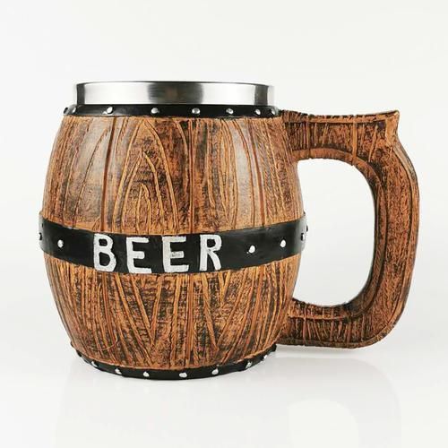Resin Mould Oak Wooden Beer Mug With 20oz Stainless Steel Inner Tank Cup Tankard  Beer Stein BEST Brathday Gift 600ml