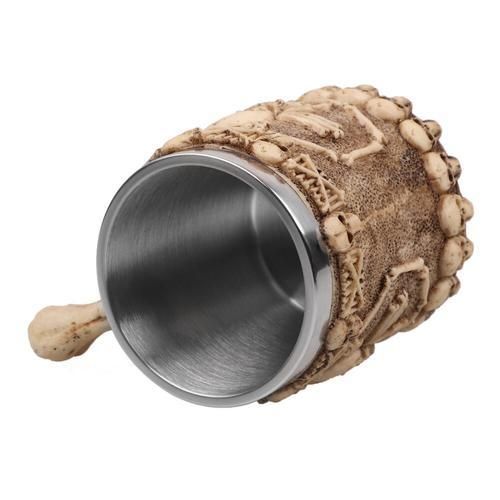 Skull Tankard Coffee Mug Cup With Bone Handle 3D Design Creepy Beer Stein Drink Cups Creative Halloween Decor