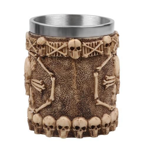 Skull Tankard Coffee Mug Cup With Bone Handle 3D Design Creepy Beer Stein Drink Cups Creative Halloween Decor
