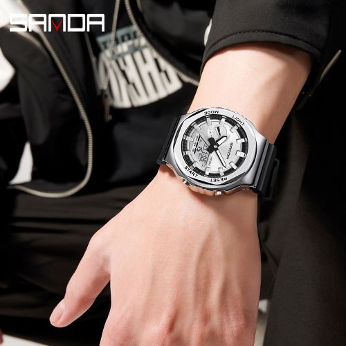 Mens Watches Waterproof Stopwatch LED Back Light Wristwatch 3167