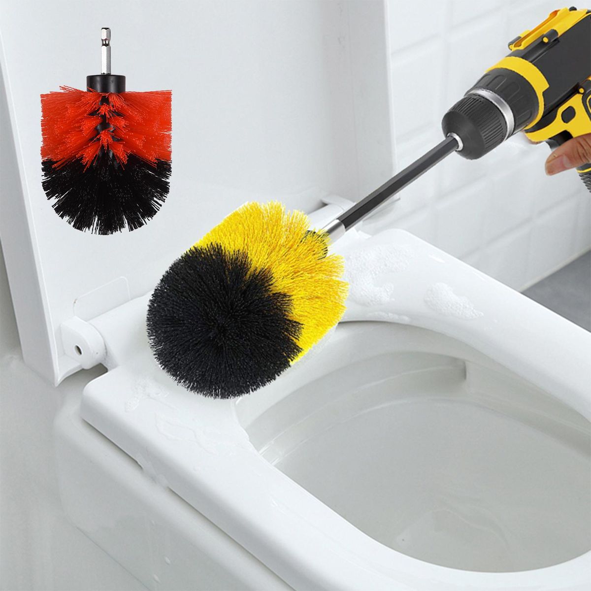 45 PCS Drill Brush Attachments Set Includes Scrub Pads Sponge Pads Different-Sized Brushes Power Scrubber Brushes with Extension Rod Versatile for Household Bathroom Kitchen Tub Sink Floor