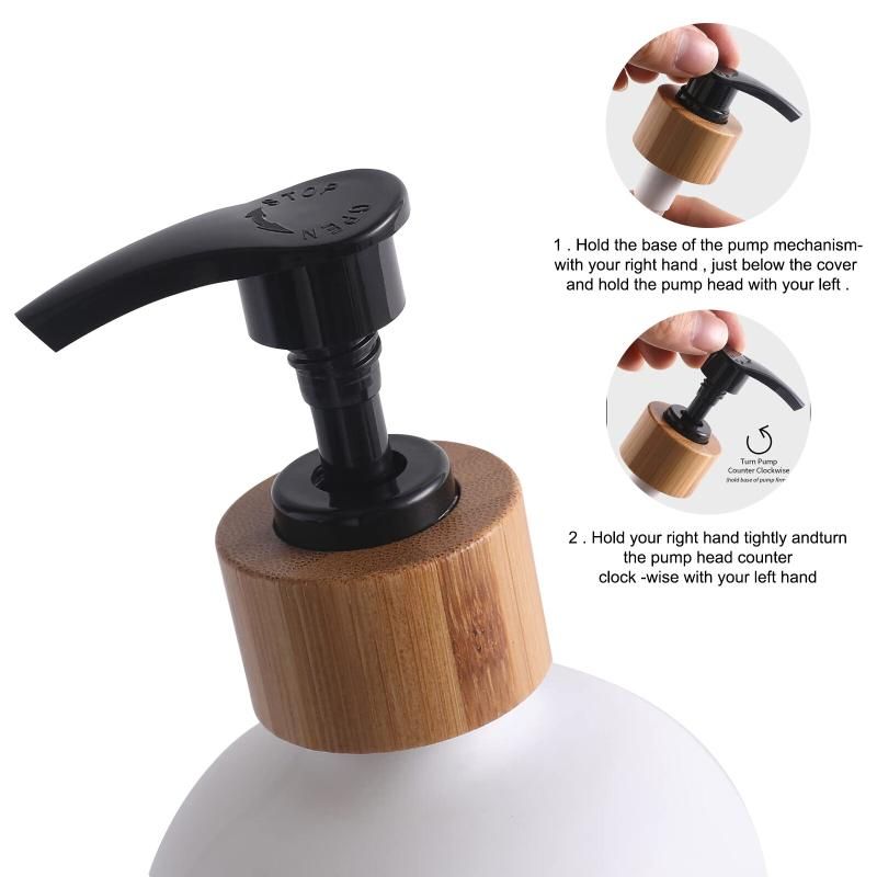 Glass Soap Dispenser Set: 500ml With Wood Tray For Home Bath