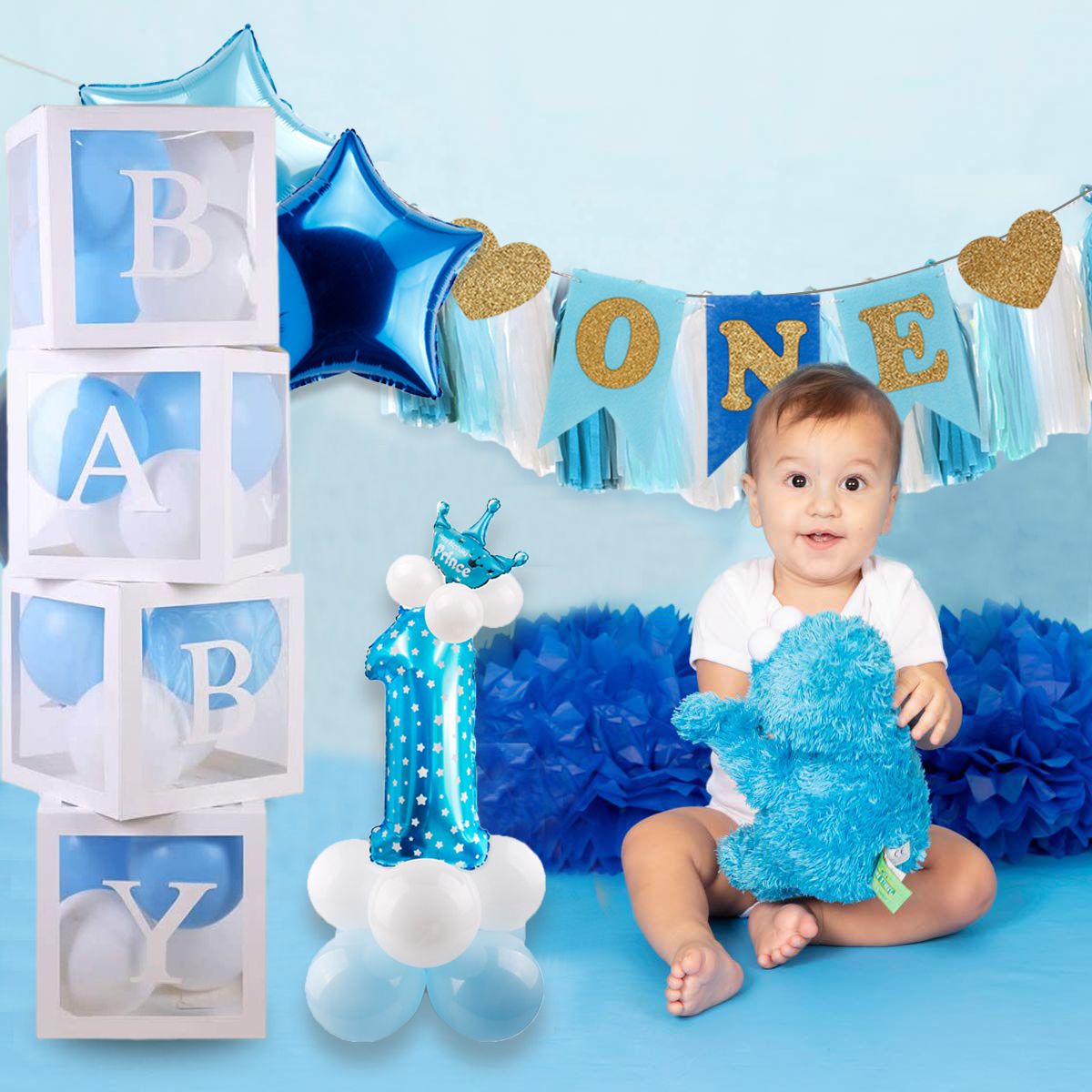 Baby First 1st Birthday Boy Girl Decor Banner Balloon 1 One