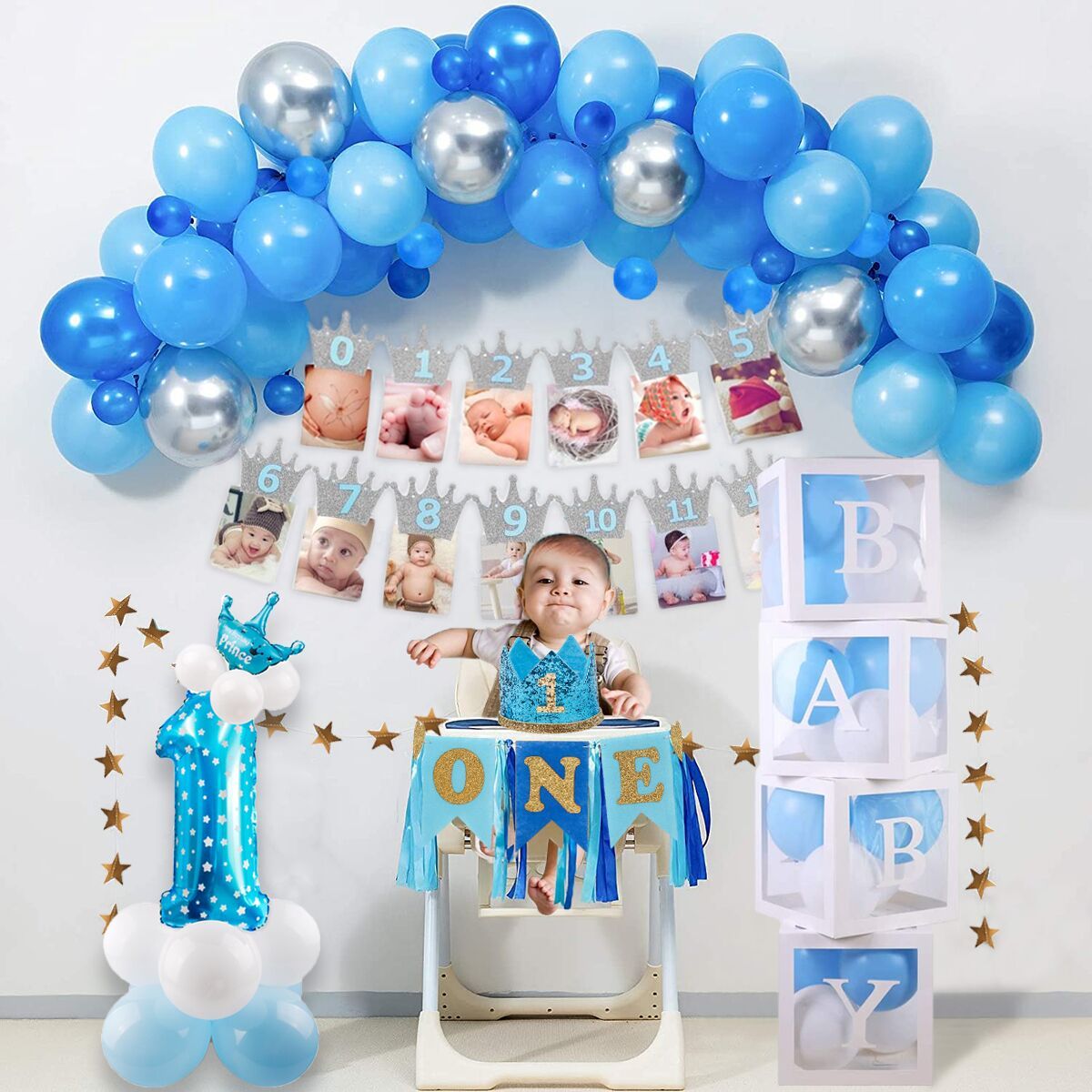 Baby First 1st Birthday Boy Girl Decor Banner Balloon 1 One