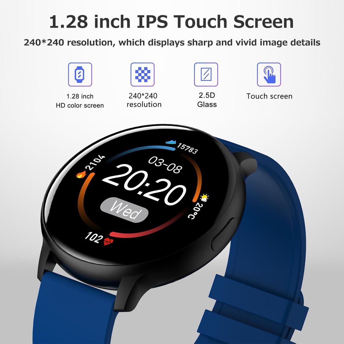 ZL27 Smart Bracelet 1.28 inch IPS Touchscreen Multiple Sports Modes/Pedometer/Heart Rate/Blood Pressure/Notifications Reminder