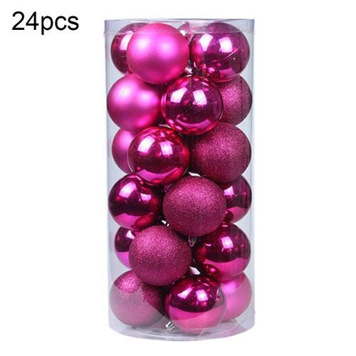 24Pcs Christmas Ball Hanging Bauble New Year-Rose Red