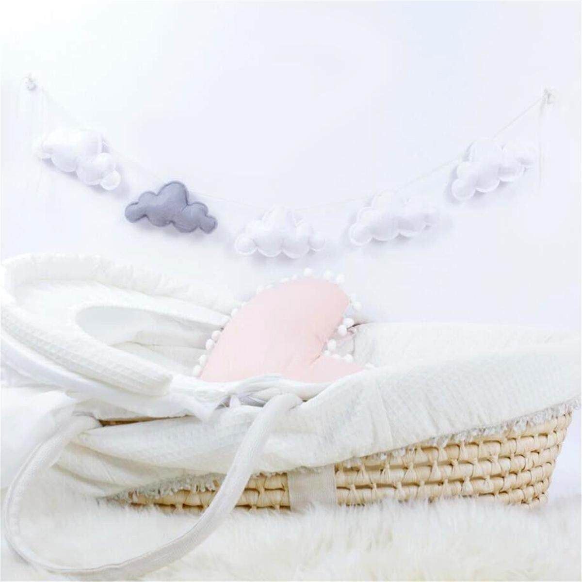 5 Pcs Simple Cloud Garland Ornament Crib Baby Bed Bell Bedroom Hanging Wall Gift Cloud Wall Hanging Baby Decor Toys Nursery Ornament Crib Children Kids Bedroom Grey