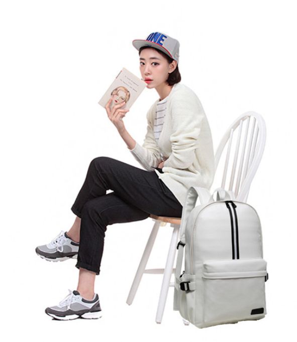 Preppy Style Leather School Backpack Bag For College