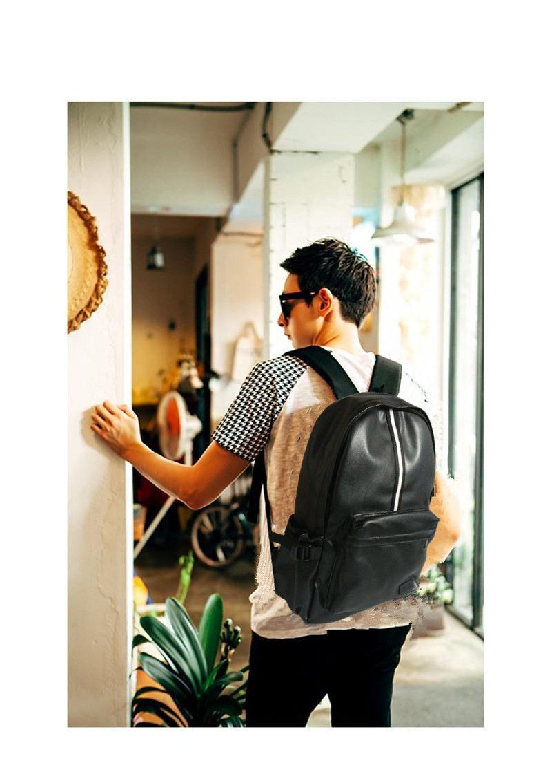 Preppy Style Leather School Backpack Bag For College
