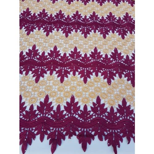 Guipure Lace - Wine & Gold - 5 Yards