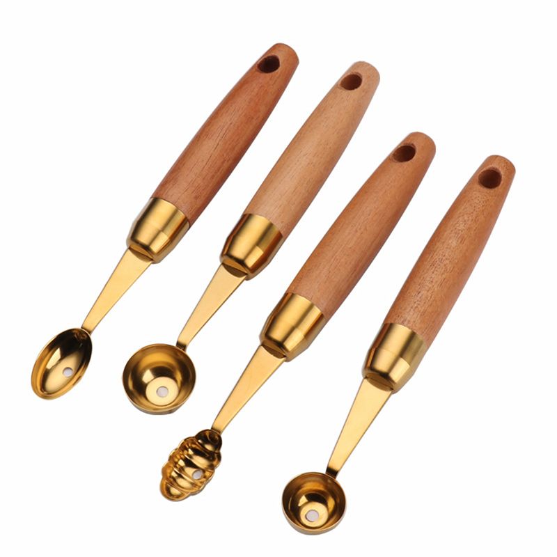 Set Of 4 Fruit Digger Scoop-Golden