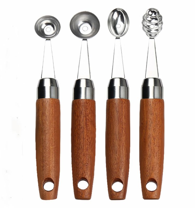 Set Of 4 Fruit Digger Scoop-Golden
