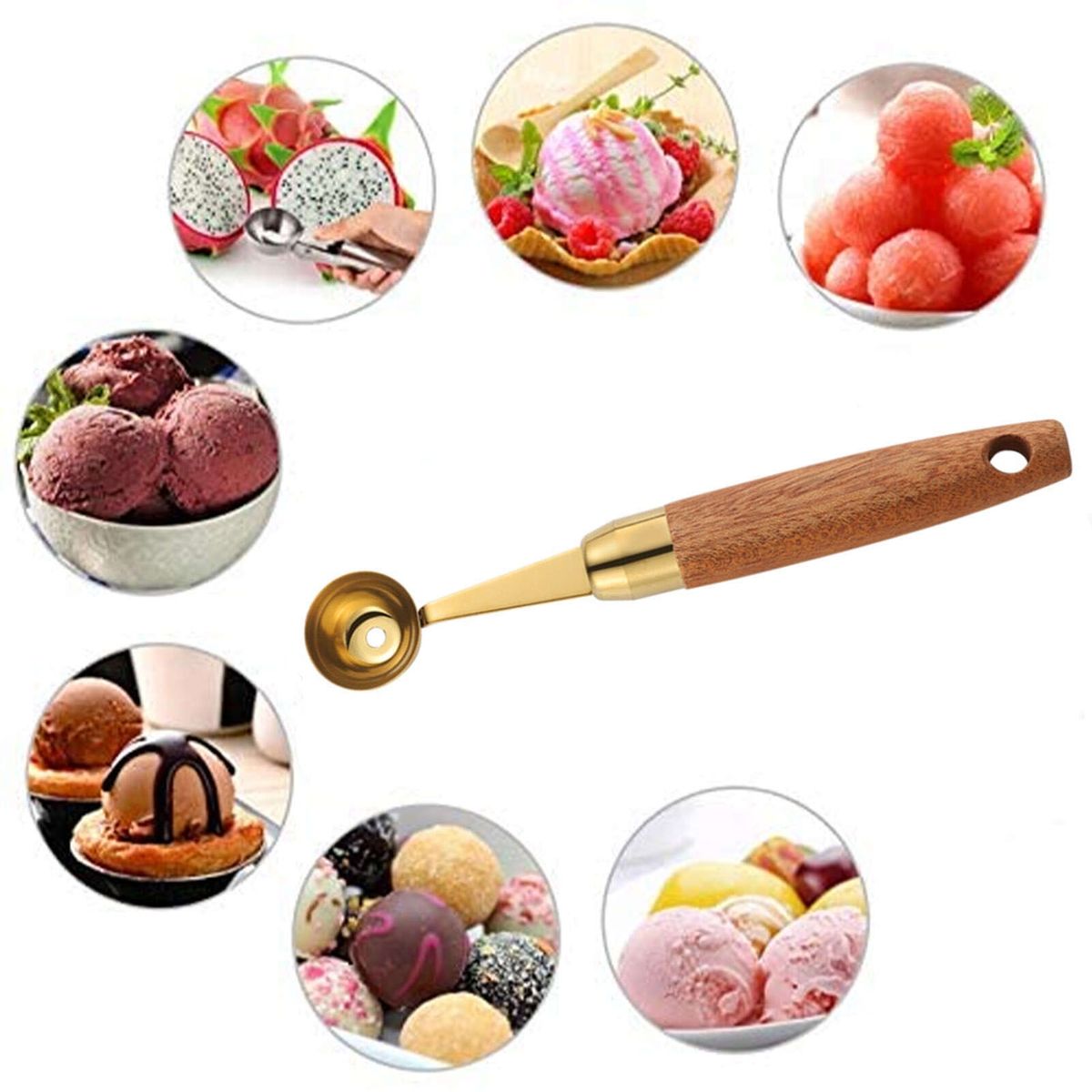 Set Of 4 Fruit Digger Scoop-Golden