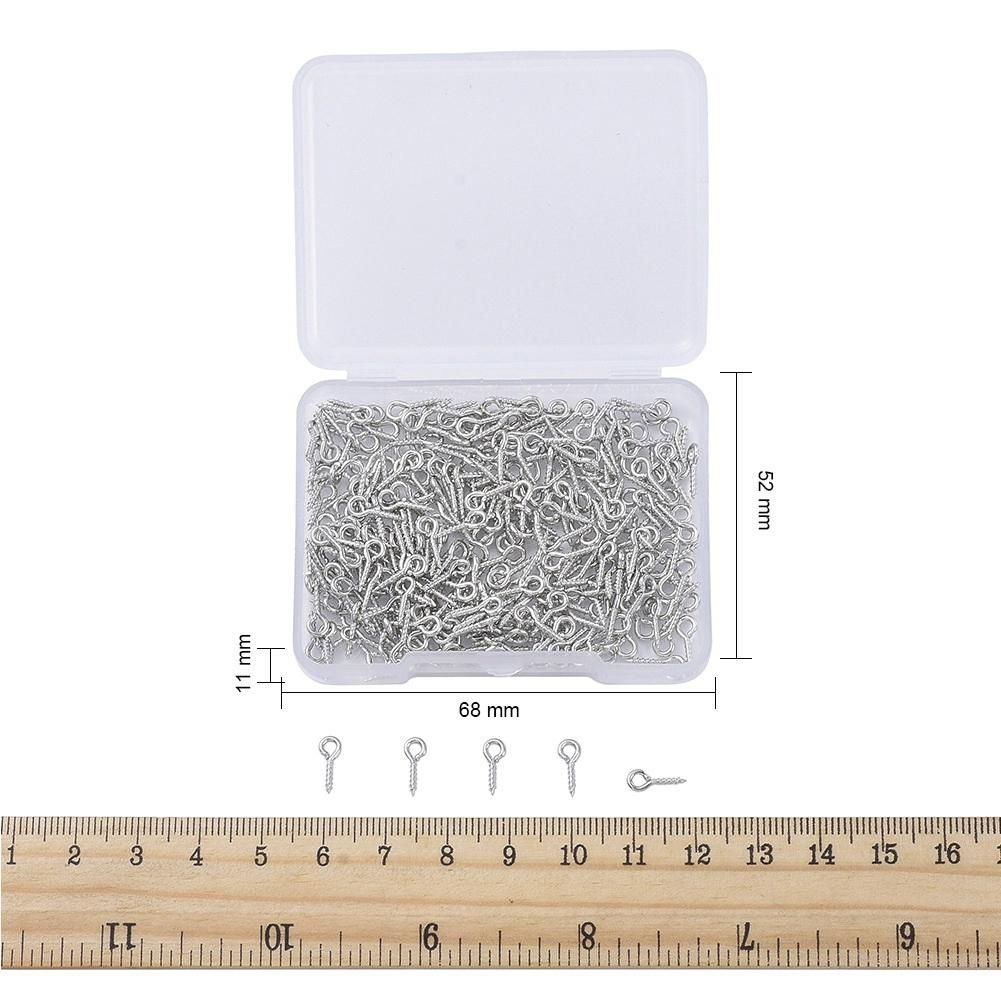 300 Pcs Multipurpose Eye Bolts Hook Screw Eye Nails Pin Bail for DIY Jewelry Making Accessories Silver