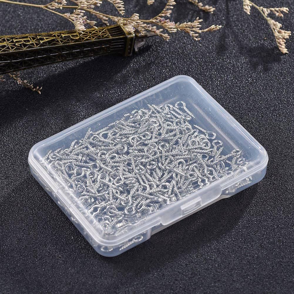 300 Pcs Multipurpose Eye Bolts Hook Screw Eye Nails Pin Bail for DIY Jewelry Making Accessories Silver