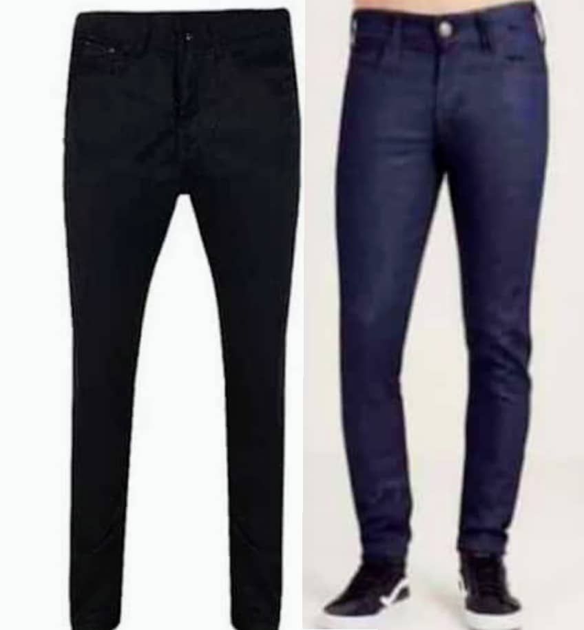 2 In 1 Men's Stretch Slim Fitted Jeans - Blue And Black