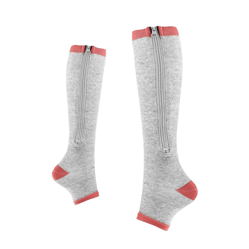 Sports Pressure Socks Compressed Brake Zipper Socks, Size: XXL(Grey )