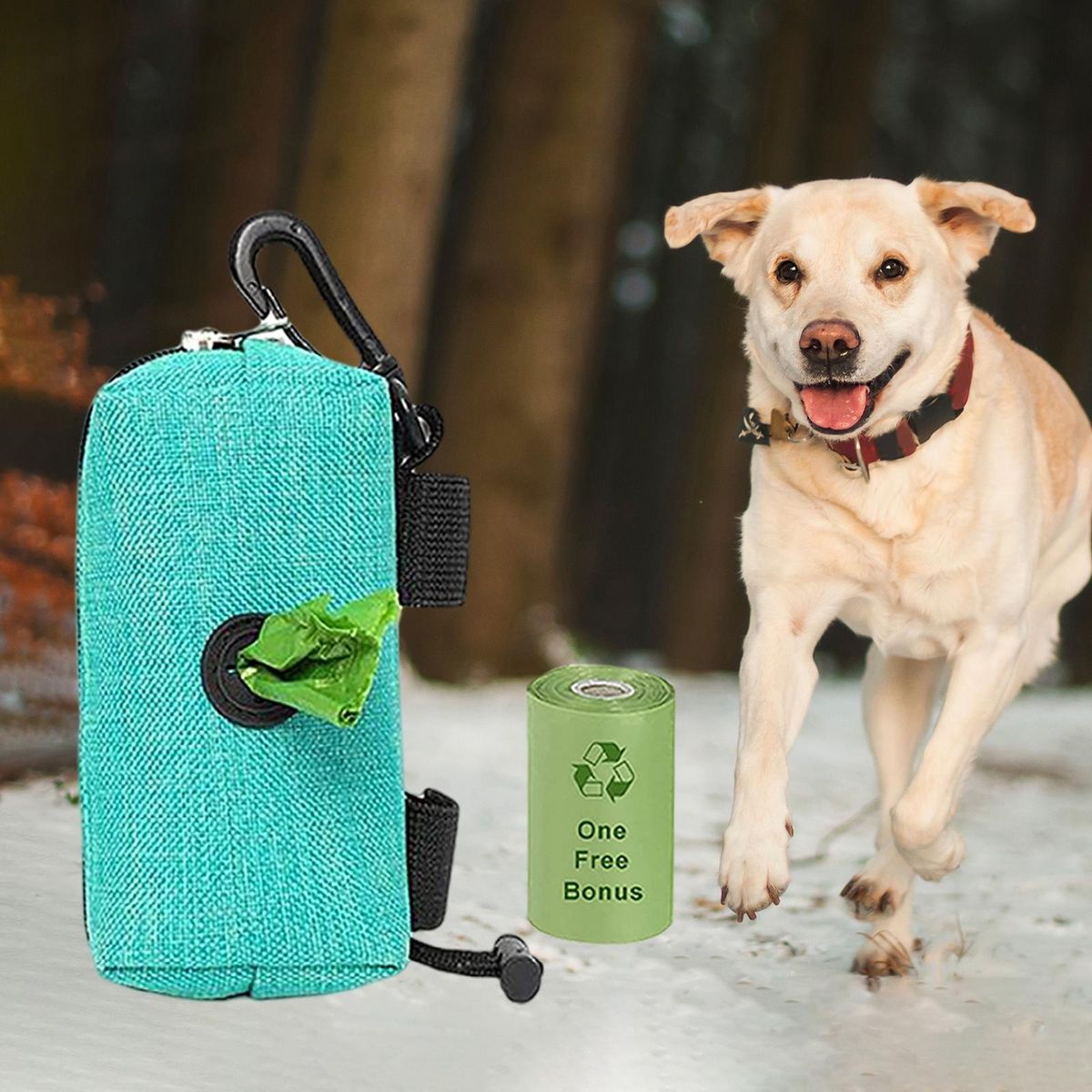 Dog Bag Dispenser With Carabiner Clip For Running Dog