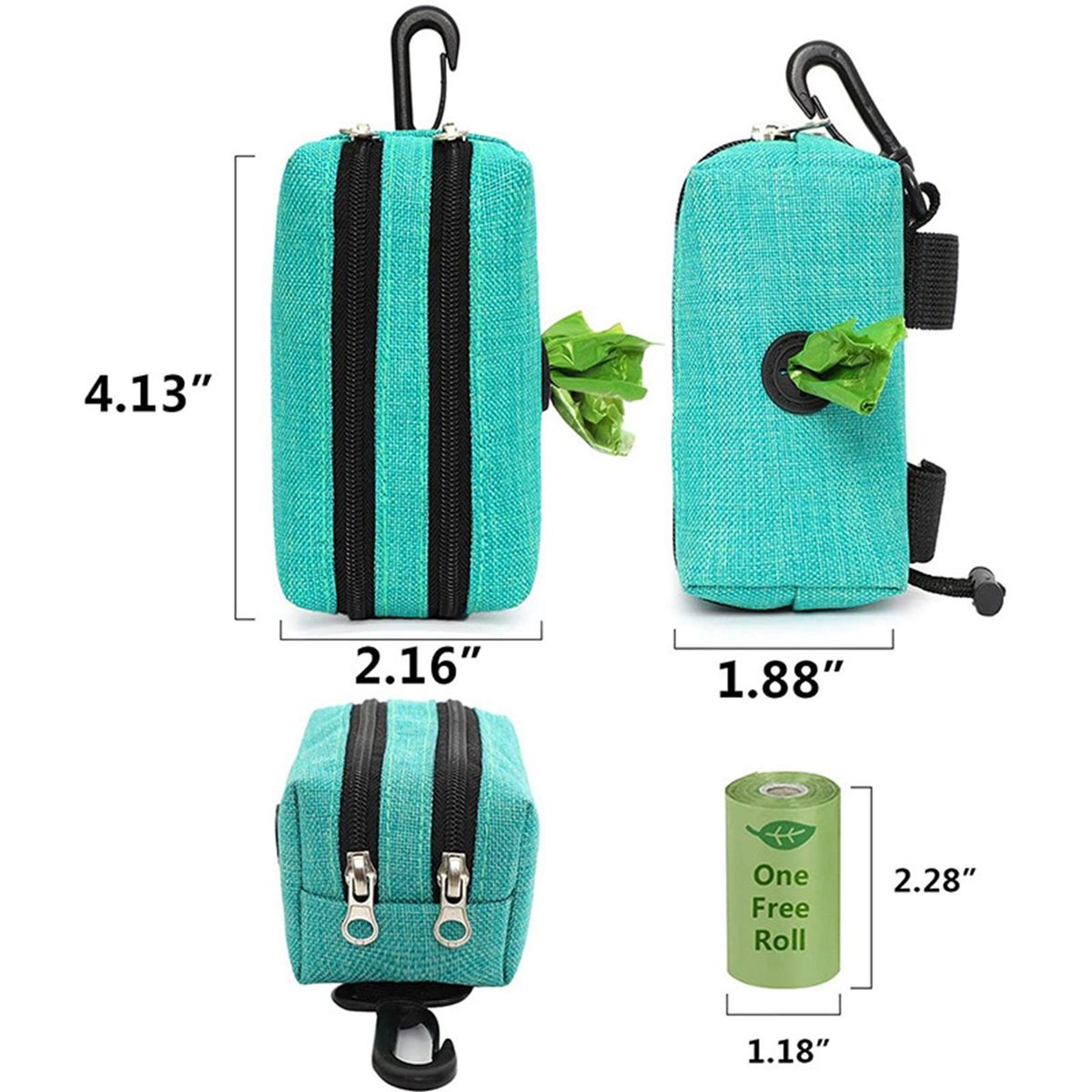 Dog Bag Dispenser With Carabiner Clip For Running Dog