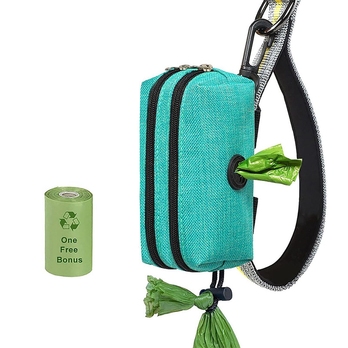 Dog Bag Dispenser With Carabiner Clip For Running Dog