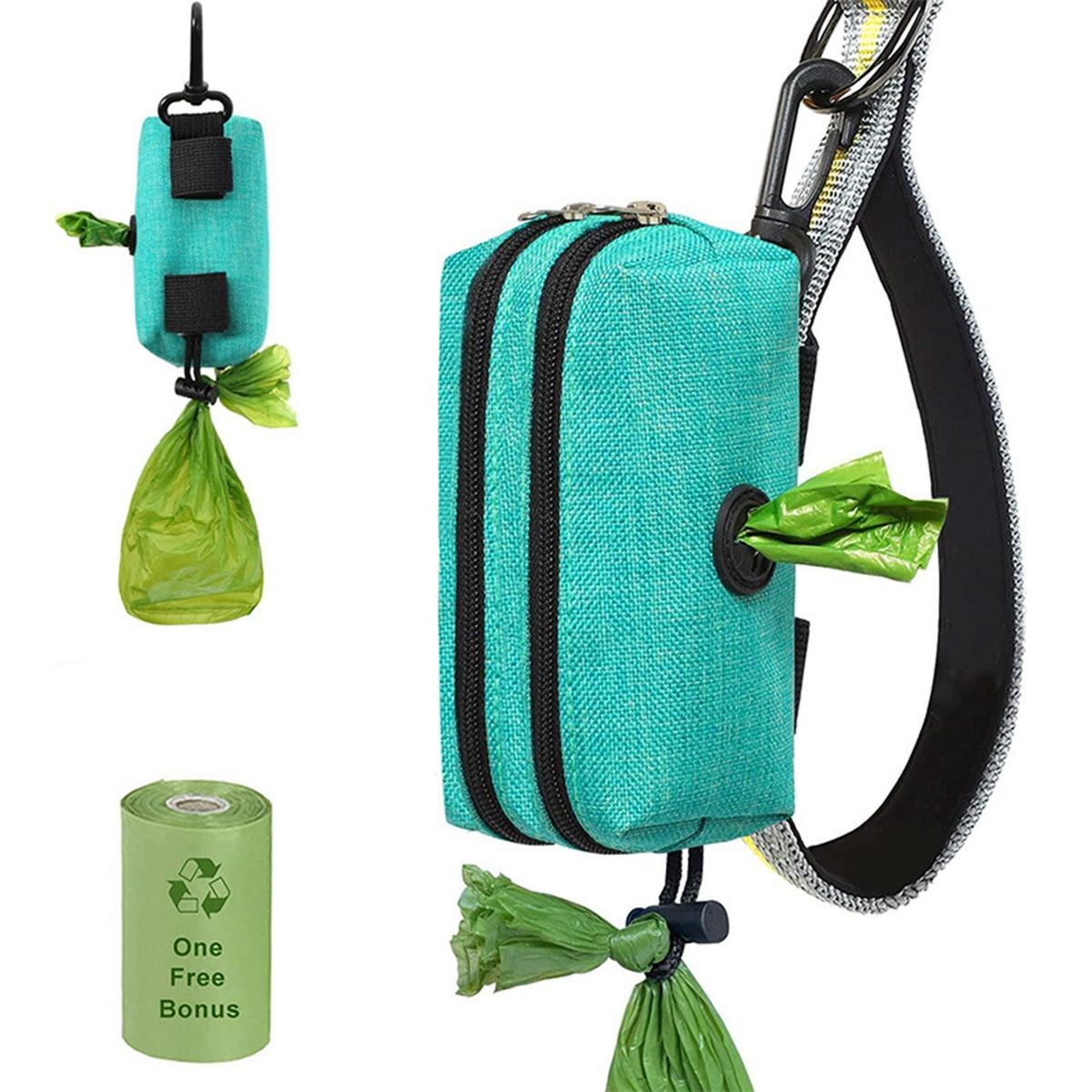 Dog Bag Dispenser With Carabiner Clip For Running Dog