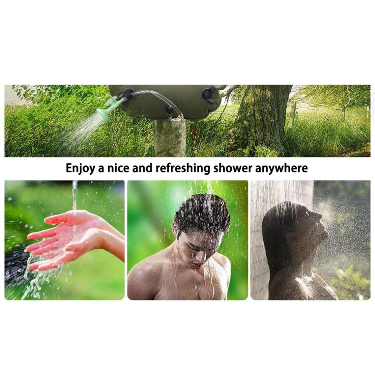 Solar Camping Shower Bag 5 Gallons/20L Removable Silicone Coffee